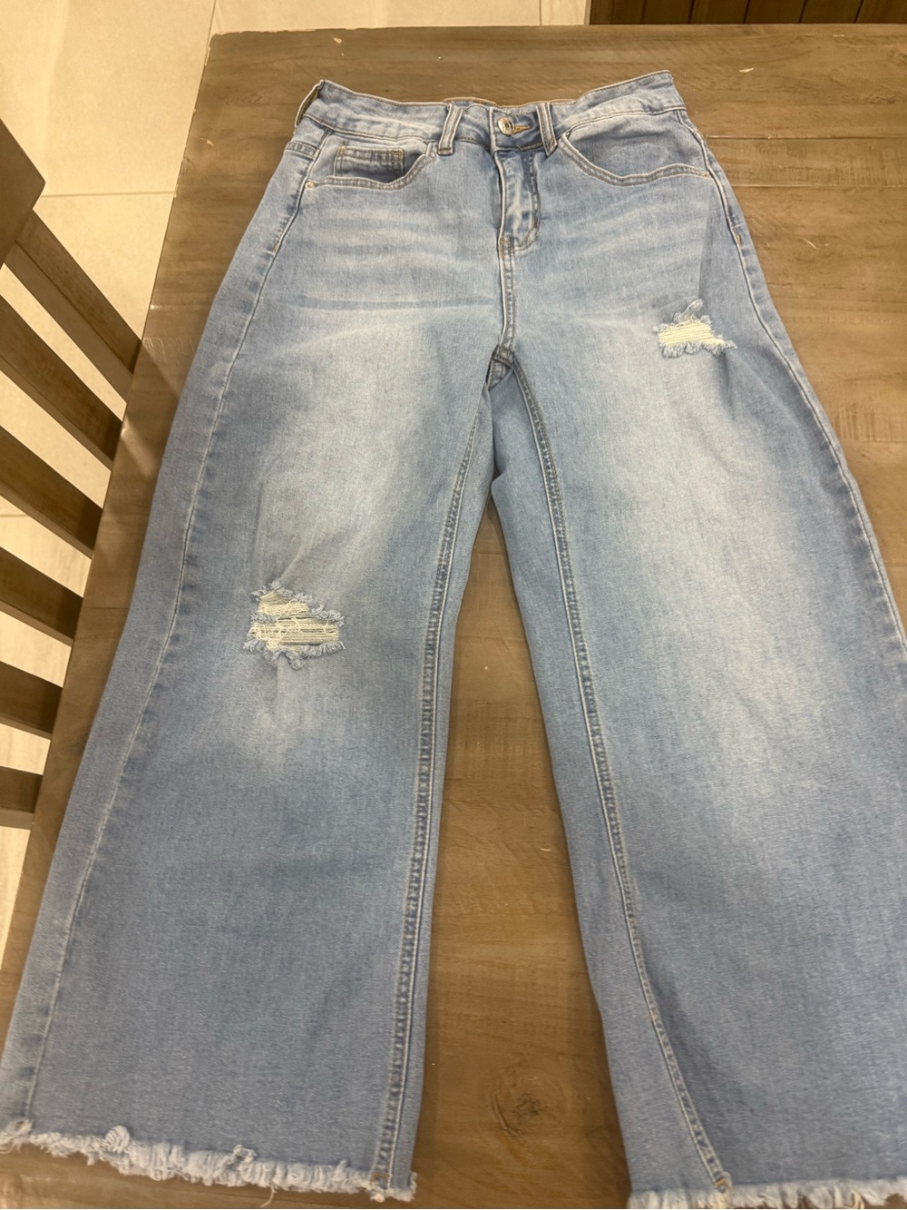 Sybilla Noah Light Wash High Rise Cropped Wide Leg Jeans Size 26
